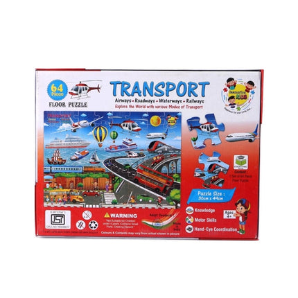 Rosolly 64_Pcs Set Transport Puzzle | Cardboard | Educational Toys | 4+ Years