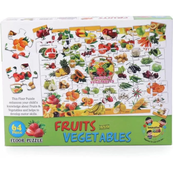 Rosolly 64_Pcs Set Fruits and Vegetables Puzzle | Cardboard | Educational Toys | 4+ Years