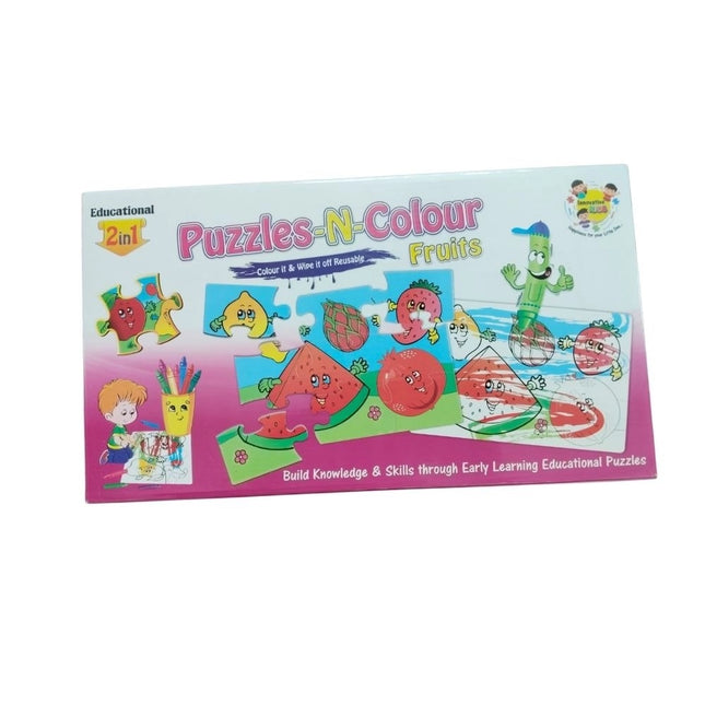 Rosolly 2 In 1 Puzzle &amp; ColorsFtruit | Cardboard | Educational Toys| 3+ Years