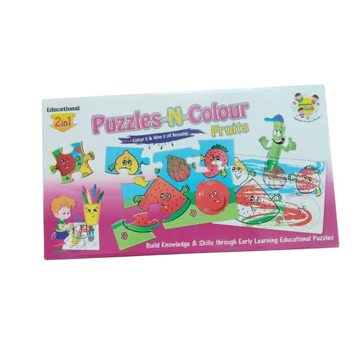 Rosolly 2 In 1 Puzzle &amp; ColorsFtruit | Cardboard | Educational Toys| 3+ Years