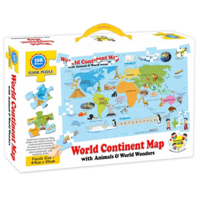 Rosolly World Continent Map | Cardboard | Educational Toys | 3+ Years