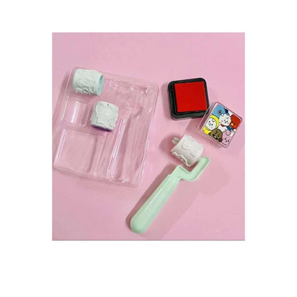 Rosolly Pack Of_2 Roller Seal Stamp with Ink pad For DIY Kids Handle Rubber Stamp | Plastic | Stationery | 3+ Years