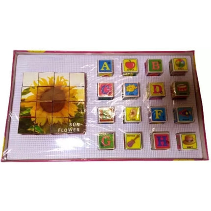 Rosolly 2 In 1 Sun Flower Puzzle And Blocks | Cardboard | Educational Toys | 3+ Years