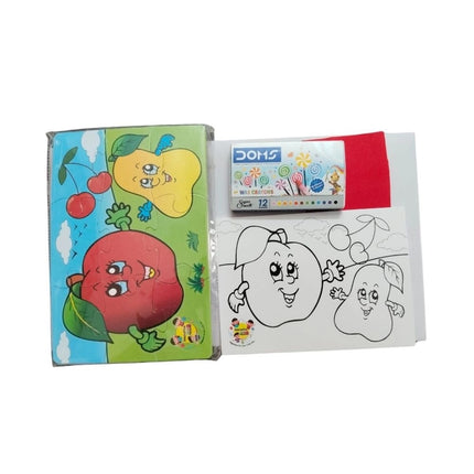 Rosolly 2 In 1 Puzzle &amp; ColorsFtruit | Cardboard | Educational Toys| 3+ Years