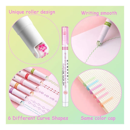 Rosolly Designer Linear Roller Curve Highlighter Pens | Plastic | Stationery | 5+ Years