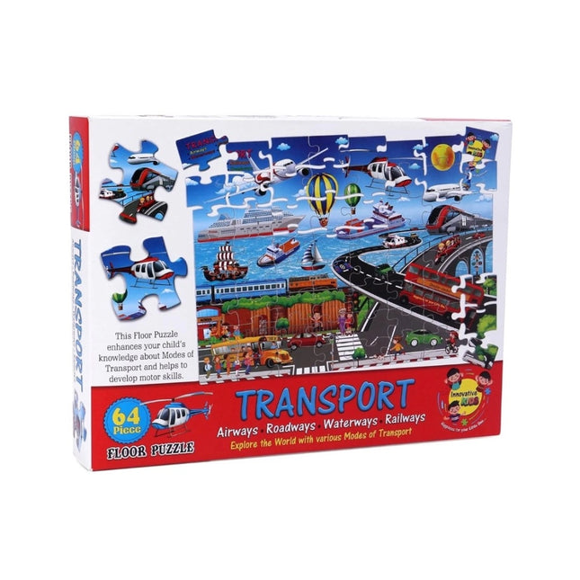 Rosolly 64_Pcs Set Transport Puzzle | Cardboard | Educational Toys | 4+ Years
