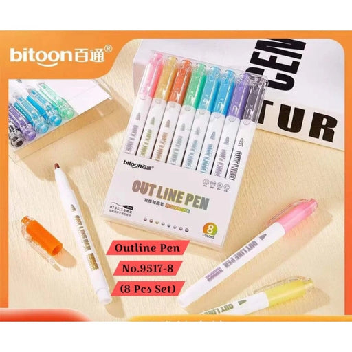 Rosolly 8_PCs Set Outline Pen No.9517-8 | Plastic | Stationery | 5+ Years