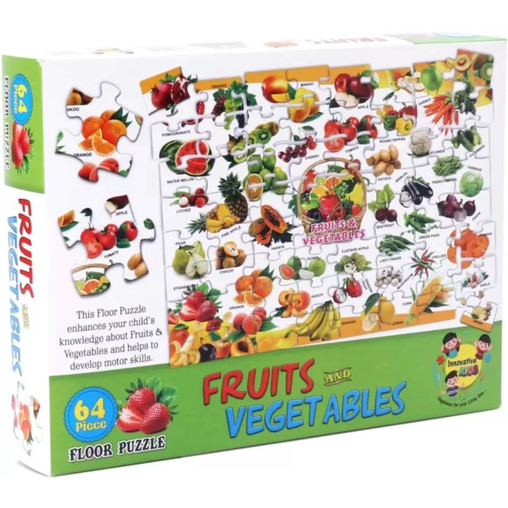 Rosolly 64_Pcs Set Fruits and Vegetables Puzzle | Cardboard | Educational Toys | 4+ Years