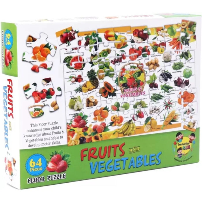 Rosolly 64_Pcs Set Fruits and Vegetables Puzzle | Cardboard | Educational Toys | 4+ Years