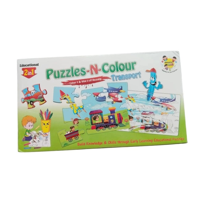 Rosolly 2 In 1 Puzzle &amp; Colors-Transport | Cardboard | Educational Toys| 3+ Years