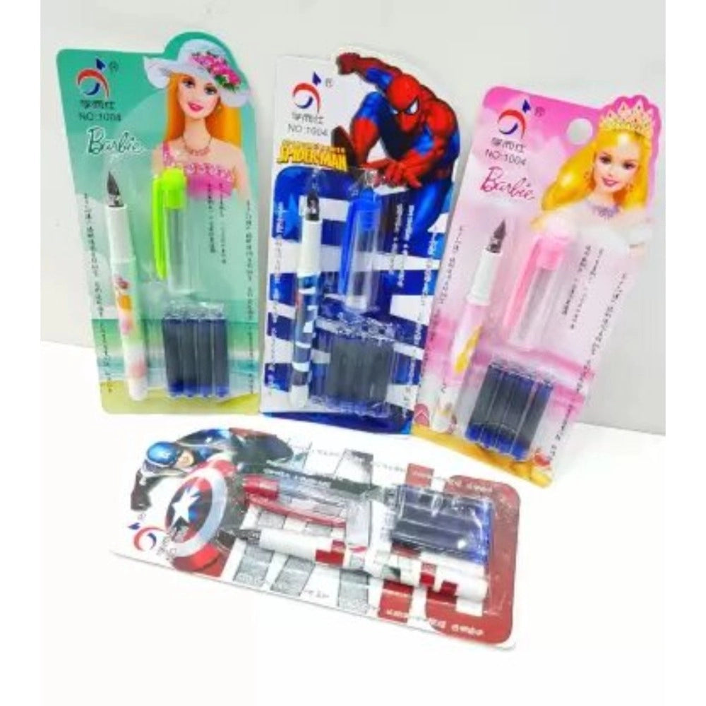 Rosolly Pack Of_4 Fountain pen with four Blue Ink Cartridges | Plastic | Stationery | 5+ Years