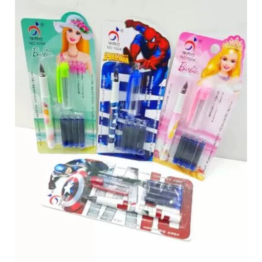 Rosolly Pack Of_4 Fountain pen with four Blue Ink Cartridges | Plastic | Stationery | 5+ Years