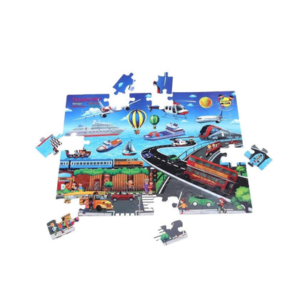 Rosolly 64_Pcs Set Transport Puzzle | Cardboard | Educational Toys | 4+ Years
