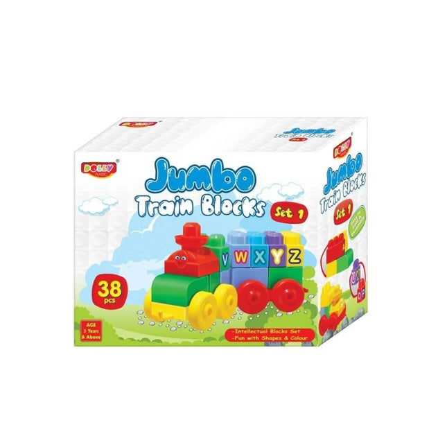 Rosolly 38_Pcs Set Jumbo Train Blocks | â€ŽPlastic | Educational Toys | 3+ Years