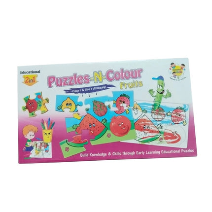 Rosolly 2 In 1 Puzzle &amp; ColorsFtruit | Cardboard | Educational Toys| 3+ Years