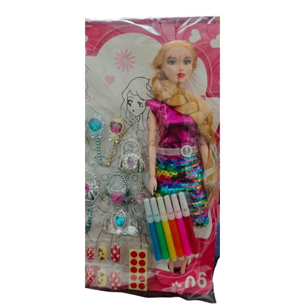 Rosolly Barbie Doll With Jewellery Set | Rubber | Toys| 1+ Years