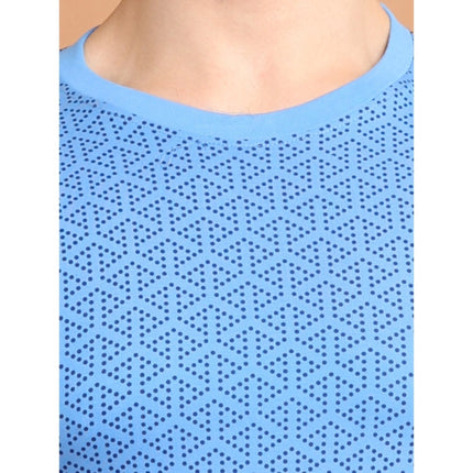 Rosolly Men's Casual Cotton Printed Round Neck Half Sleeve T-Shirt (LightBlue)