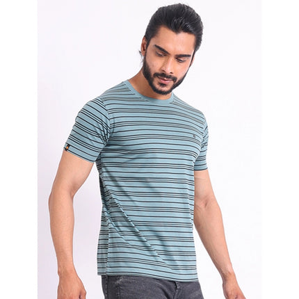 Rosolly Men's Casual Cotton Printed Round Neck Half Sleeve T-Shirt (Gery)