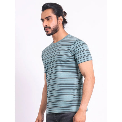 Rosolly Men's Casual Cotton Printed Round Neck Half Sleeve T-Shirt (Gery)