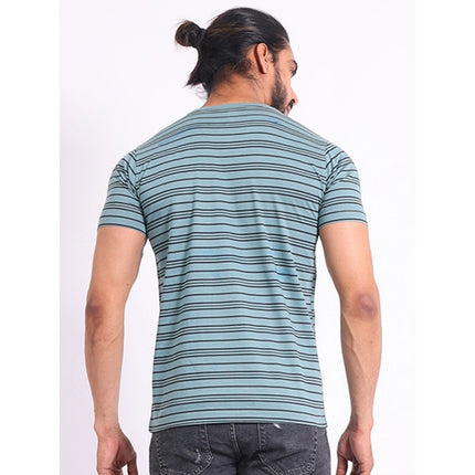 Rosolly Men's Casual Cotton Printed Round Neck Half Sleeve T-Shirt (Gery)
