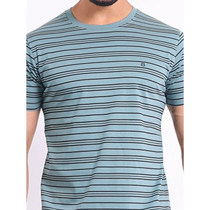 Rosolly Men's Casual Cotton Printed Round Neck Half Sleeve T-Shirt (Gery)