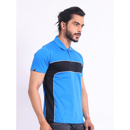 Rosolly Men's Casual Cotton Printed Polo Neck Half Sleeve T-Shirt (Inkblue)