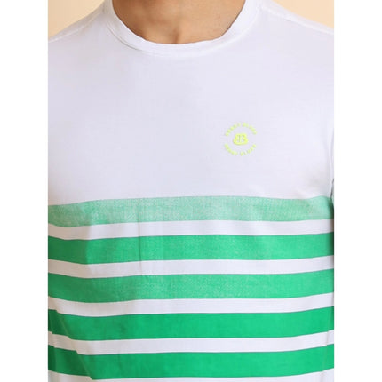Rosolly Men's Casual Cotton Printed Round Neck Half Sleeve T-Shirt (Green)