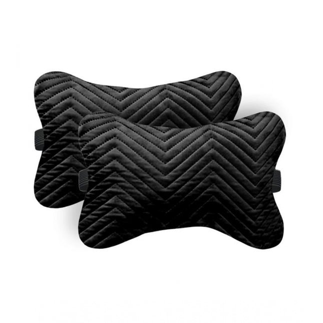 Rosolly Pack Of_2 Velvet zig zag Bone Neck Pillow (Black, Size:Â 6x10 In)