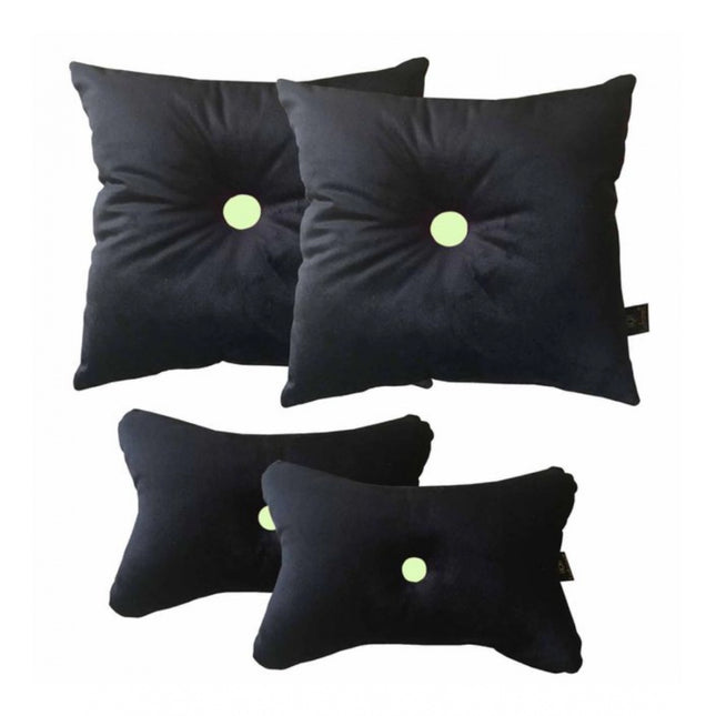 Rosolly Pack Of_4 Polyester Solid Car Pillow Sets (Black &amp; Yellow, Size:Â 12x12 In)