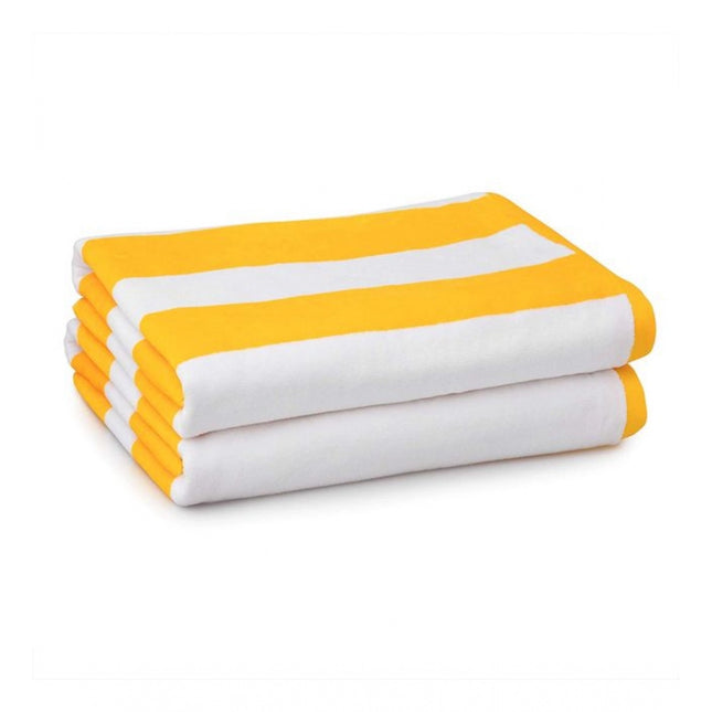 Rosolly Cotton Solid Bath Towels (Yellow &amp; White, Size:Â 36x71 In)