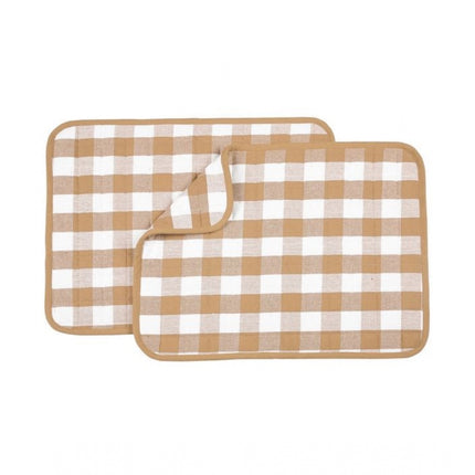 Rosolly Pack Of_6 Cotton Checkered Kitchen Towel Sets (Beige)