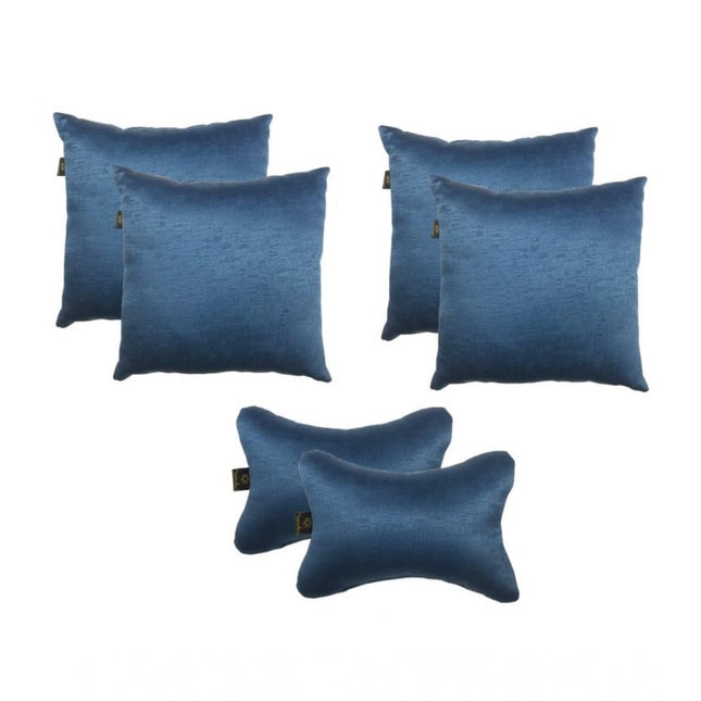 Rosolly Pack Of_6 Polyester Solid Car Pillow Sets (Navy Blue, Size:Â 12x12 In)