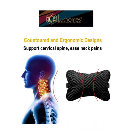 Rosolly Pack Of_2 Velvet zig zag Bone Neck Pillow (Black, Size:Â 6x10 In)