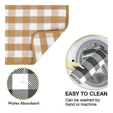 Rosolly Pack Of_6 Cotton Checkered Kitchen Towel Sets (Beige)