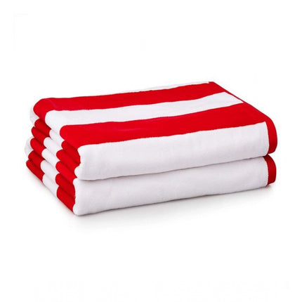 Rosolly Cotton Striped Bath Towels (Red &amp; White, Size:Â 36x71 In)