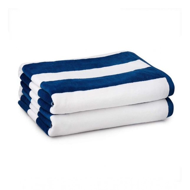 Rosolly Cotton Solid Bath Towels (Blue &amp; White, Size:Â 36x71 In)