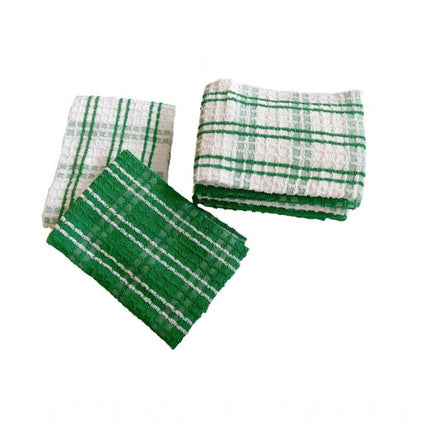 Rosolly Pack Of_6 Cotton Checkered Kitchen Towel Sets (Green)