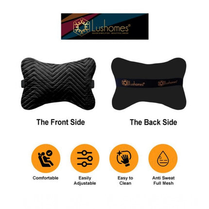 Rosolly Pack Of_2 Velvet zig zag Bone Neck Pillow (Black, Size:Â 6x10 In)