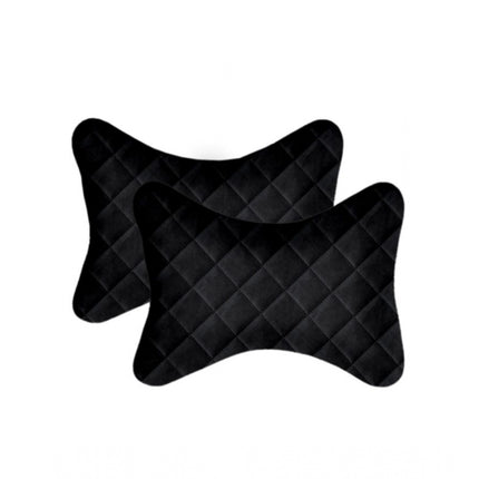 Rosolly Pack Of_2 Velvet CheckedÂ  Bone Neck Pillow (Black, Size:Â 6x10 In)