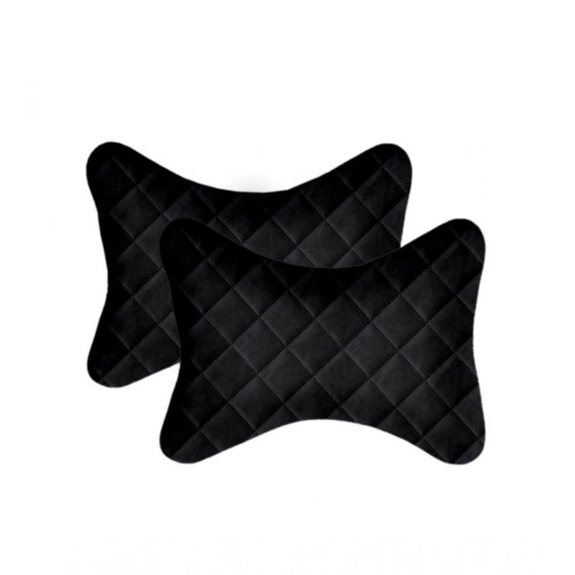 Rosolly Pack Of_2 Velvet CheckedÂ  Bone Neck Pillow (Black, Size:Â 6x10 In)