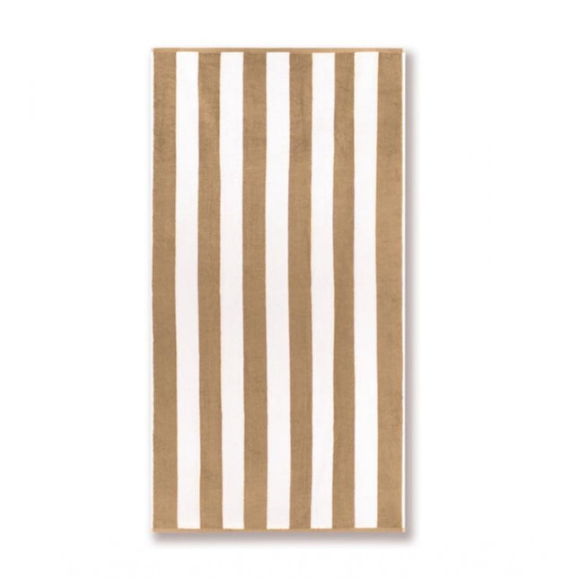 Rosolly Cotton Striped Bath Towels (Beige &amp; White, Size:Â 36x71 In)