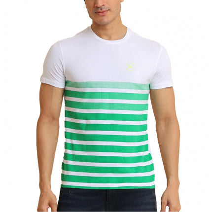 Rosolly Men's Casual Cotton Printed Round Neck Half Sleeve T-Shirt (Green)