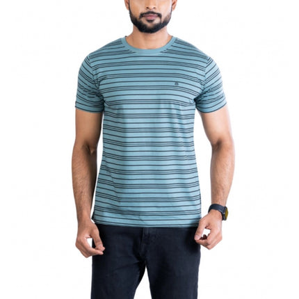 Rosolly Men's Casual Cotton Printed Round Neck Half Sleeve T-Shirt (Gery)