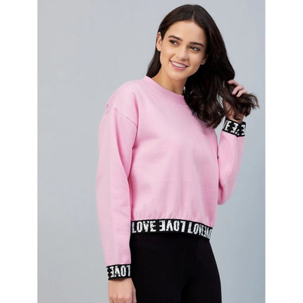 Rosolly Women's Fleece Solid Long Sleeves Sweatshirt (Pink)