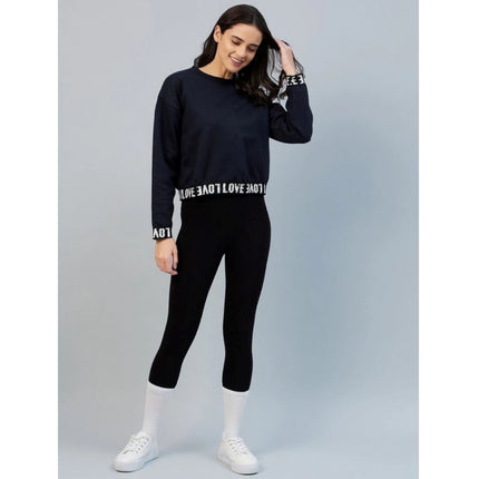 Rosolly Women's Fleece Solid Long Sleeves Sweatshirt (Navy)