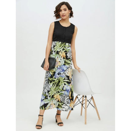 Rosolly Women's Rayon Floral Sleeveless Calf-length Dress (Multicolor)