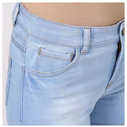 Rosolly Women's Denim Solid Buttoned Shorts (Blue)