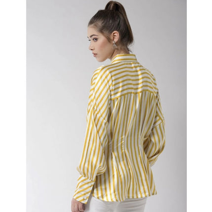 Rosolly Women's Polyester Striped Long Sleeves Top (Yellow)