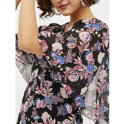 Rosolly Women's Polyester Chain Print Cap Sleeve Calf-length Dress (Multicolor)