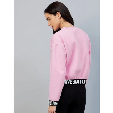 Rosolly Women's Fleece Solid Long Sleeves Sweatshirt (Pink)